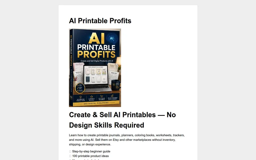 AI Printable Profits guide card image