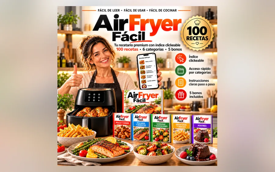 Product image from the seller's page (Air Fryer Fácil ebook cover)
