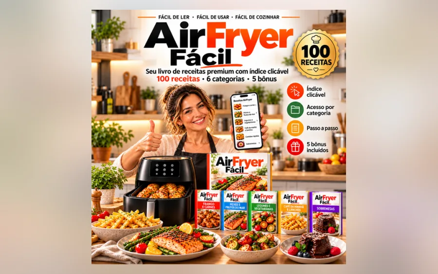 Product image from the seller's page (Air Fryer Fácil ebook cover)