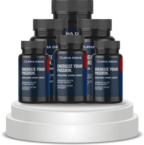Alpha Drive men's health supplement bottles