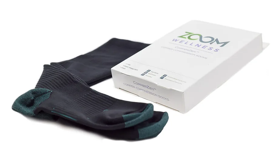 CopperZen compression socks and box by Zoom Wellness
