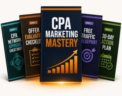 CPA Marketing Mastery ebook cover shown on a tablet and laptop