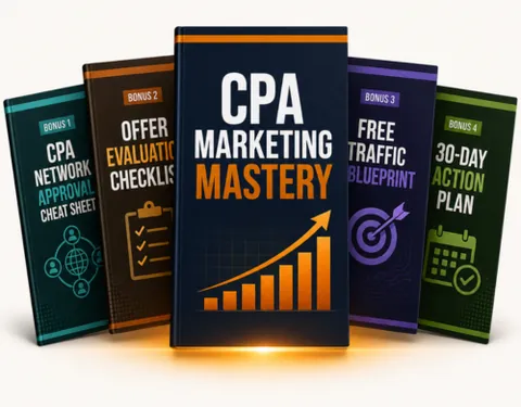 CPA Marketing Mastery ebook cover shown on a tablet and laptop