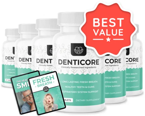 DentiCore oral health supplement bottles