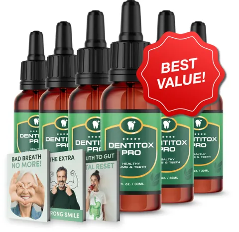 Dentitox oral health supplement bottles
