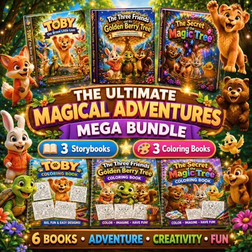 Magical Adventures bundle of three storybooks and three coloring books