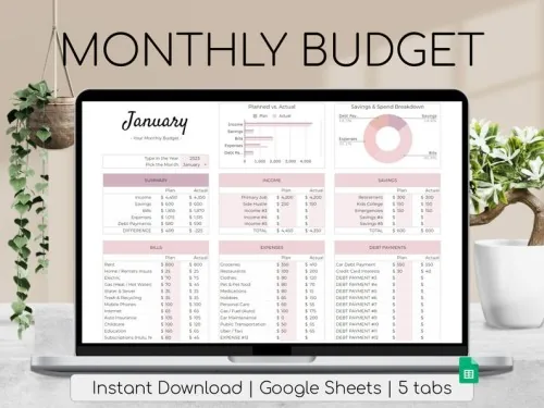 Monthly Budget Planner for Google Sheets product image