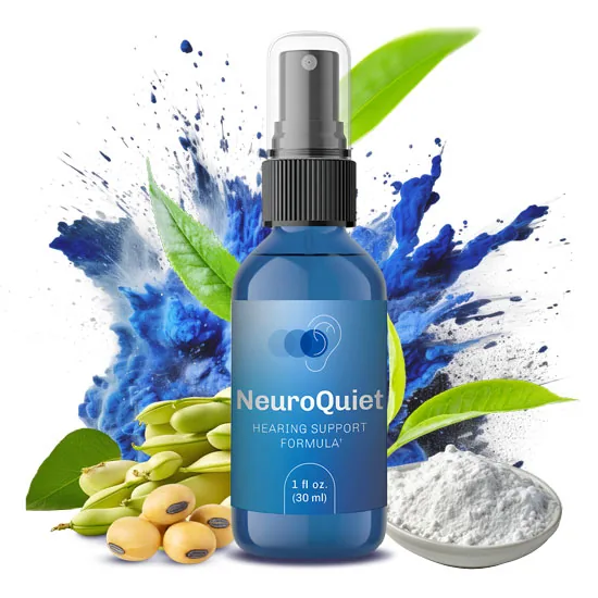 Bottle of NeuroQuiet oral hearing support spray