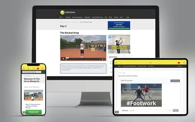 Online Tennis Instruction website on devices, from the seller's page