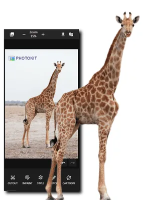 PhotoKit online photo editor interface shown on a promotional graphic