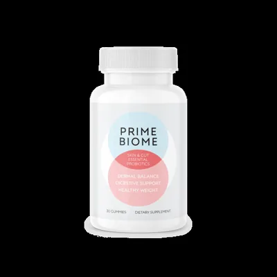 PrimeBiome gut and skin supplement bottle