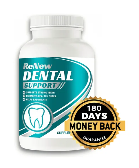 Bottle of Renew Dental Support dental health supplement