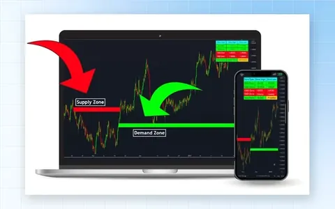 Supply and Demand zones indicator drawn on a TradingView chart