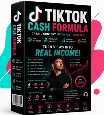 TikTok Cash Formula ebook cover for faceless TikTok content