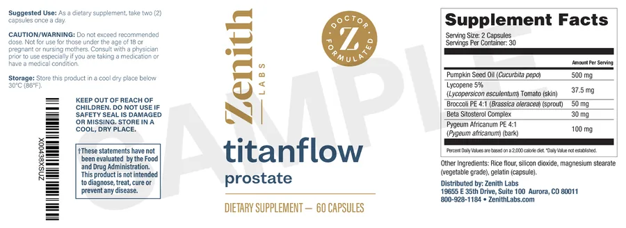 TitanFlow supplement bottle label