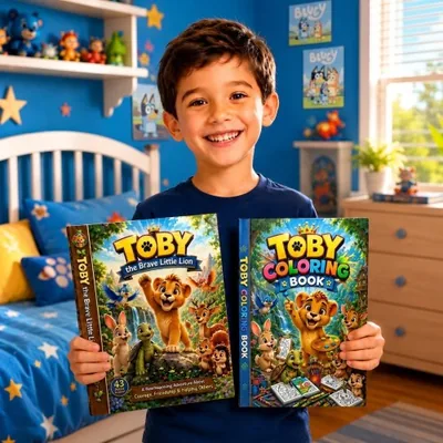 Toby the Brave Little Lion story and coloring book cover