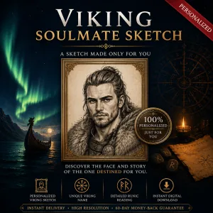 Viking Soulmate Sketch portrait and runic reading